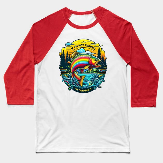 Vibrant Dawn on the Angler’s Dream Rainbow Trout Baseball T-Shirt by coollooks